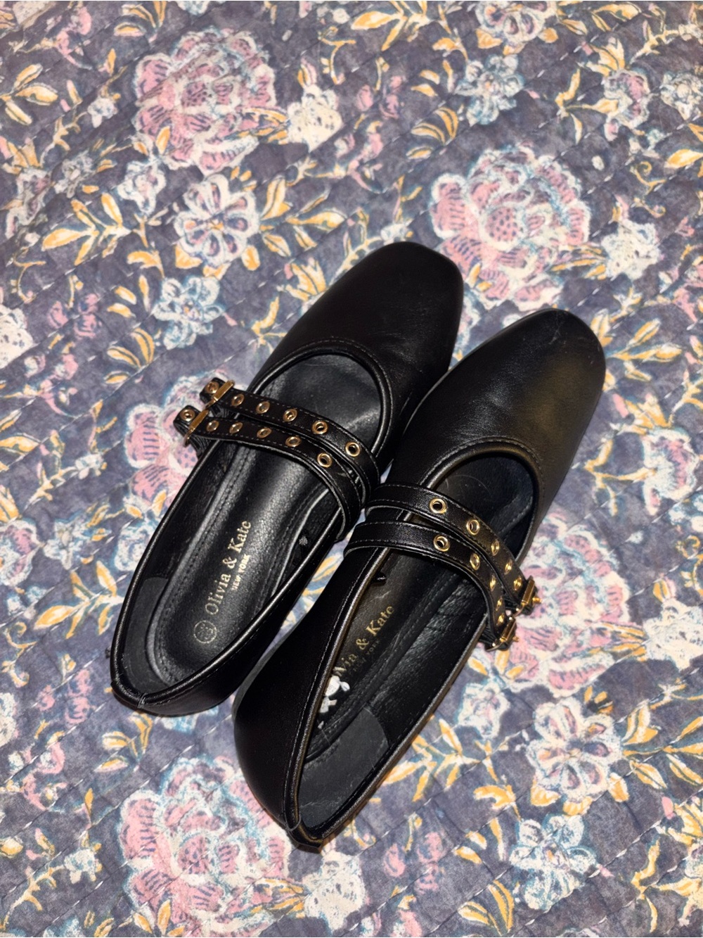 Black Studded Mary Jane Flats